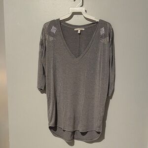 Express Charcoal V-Neck Long Sleeve Top